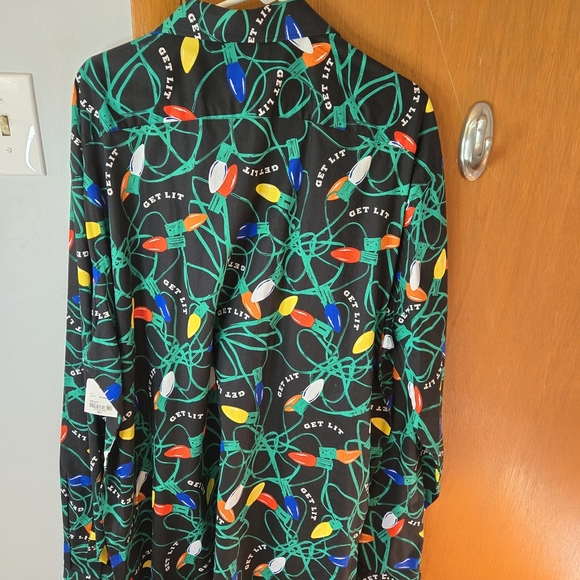 North Pole Trading Co. Men's Green and Blue Casual Button Down Shirt - Picture 5 of 6